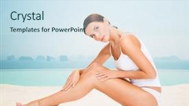  Presentation with infinity - Presentation design enhanced with her legs over infinity edge background and a sky blue colored foreground