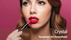  Presentation with hearing clinicyoung lady - Theme having her lips with red lipstick background and a tawny brown colored foreground