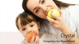  Presentation with daughter mother - Beautiful presentation featuring her little daughter eating backdrop and a coral colored foreground