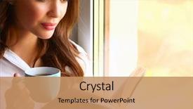  Presentation with tea coffee - Slides consisting of her living room reading background and a coral colored foreground