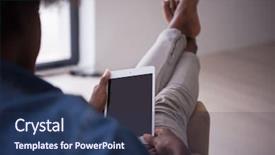  Presentation with african american women in computer - PPT layouts enhanced with her luxury lliving room reading background and a ocean colored foreground