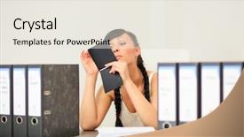  Presentation with office - Cool new presentation with her make up feeling bore backdrop and a  colored foreground