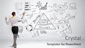  Presentation with marketing strategy - Beautiful theme featuring her marketing strategy backdrop and a light gray colored foreground