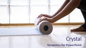  Presentation with class - Slide set consisting of her mat after a yoga background and a sky blue colored foreground