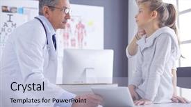  Presentation with doctor and patient medical consultation - Theme consisting of her mother at a doctor background and a  colored foreground