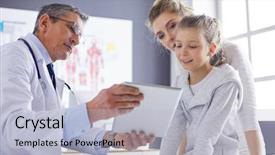  Presentation with doctor and patient medical consultation - PPT theme featuring her mother at a doctor background and a  colored foreground