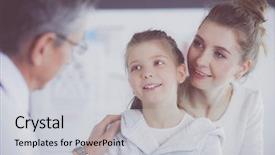  Presentation with doctor and patient medical consultation - Beautiful PPT layouts featuring her mother at a doctor backdrop and a light gray colored foreground