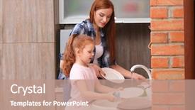  Presentation with mother doing yoga kids - Amazing PPT theme having her mother doing the wash backdrop and a coral colored foreground
