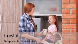  Presentation with mother doing yoga kids - Slide set featuring her mother doing the washing background and a coral colored foreground