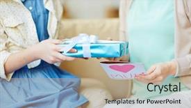  Presentation with daughter - Beautiful presentation featuring her mother surprise in gift backdrop and a coral colored foreground