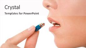  Presentation with coronavirus pill - Cool new theme with her mouth before taking backdrop and a sky blue colored foreground