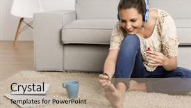  Presentation with pause - Slides having her nails while listening music background and a coral colored foreground