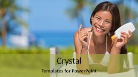  Presentation with sunscreen - Amazing theme having her nose with ocean backdrop and a yellow colored foreground