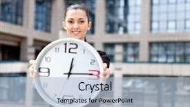  Presentation with hotel front office - PPT layouts with her office building showing time background and a light blue colored foreground