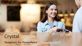  Presentation with payment - Presentation theme consisting of her order in cafe background and a coral colored foreground