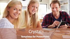  Presentation with family communication - Presentation theme enhanced with her parents with new technology background and a coral colored foreground