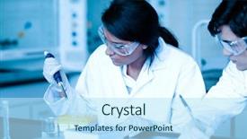  Presentation with test tube laboratory - Presentation theme having dropping liquid in test tube background and a sky blue colored foreground