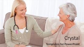  Presentation with breast cancer - Colorful slides enhanced with her patient against breast backdrop and a coral colored foreground