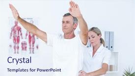  Presentation with doctor and patient medical consultation - PPT theme enhanced with her patient back in medical background and a  colored foreground