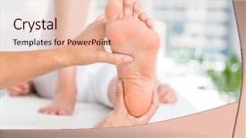  Presentation with patients - Theme with her patients foot in medical background and a lemonade colored foreground