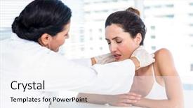  Presentation with doctor office - Amazing slide deck having her patients neck in medical backdrop and a  colored foreground