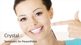  Presentation with perfect - Slide set enhanced with her perfect straight white teeth background and a lemonade colored foreground