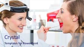  Presentation with ear nose throat - Amazing presentation design having her practice examining the throat backdrop and a sky blue colored foreground