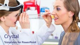  Presentation with ear nose throat - Presentation design with her practice examining the throat background and a sky blue colored foreground