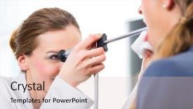  Presentation with ent doctor - Colorful presentation theme enhanced with elderly bearded man at barbershop backdrop and a light gray colored foreground