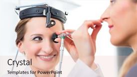  Presentation with ent doctor - Audience pleasing presentation design consisting of her practice examining the throat backdrop and a lemonade colored foreground