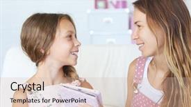  Presentation with ipad - Cool new PPT theme with her preteen daugher playing ipad backdrop and a soft green colored foreground