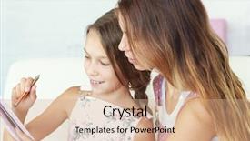  Presentation with ipad - Slide deck consisting of her preteen daughter playing ipad background and a coral colored foreground