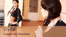  Presentation with mirror reflection - Presentation theme with her reflection in mirror background and a coral colored foreground