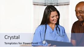  Presentation with audit nursing home - Theme having her shift in a home background and a light blue colored foreground