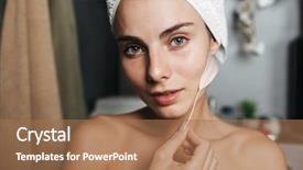  Presentation with beautiful skin - Cool new PPT theme with her skin with a feather backdrop and a coral colored foreground