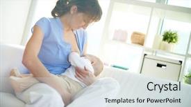  Presentation with breast feeding - Slide set having her small son and feeding background and a sky blue colored foreground