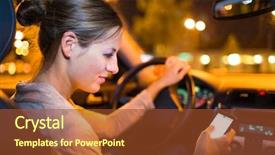  Presentation with car accident cell phone - Theme with her smart phone while driving background and a tawny brown colored foreground