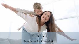  Presentation with living room - Beautiful slide deck featuring her son in a spacious backdrop and a light blue colored foreground