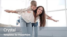  Presentation with indian mother son - PPT theme enhanced with her son in a spacious background and a gray colored foreground