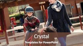  Presentation with mother son flowers - PPT theme with her son on a pony background and a  colored foreground