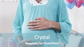  Presentation with pregnant woman - PPT theme with her stomach at baby shower background and a  colored foreground