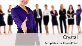  Presentation with successful - Colorful theme enhanced with her successful business team backdrop and a lemonade colored foreground