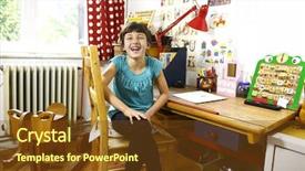  Presentation with childrens - Slide deck consisting of her table in the childrens background and a  colored foreground