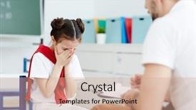  Presentation with teacher lesson plan - Cool new slide set with school psychology - little schoolgirl crying in front backdrop and a  colored foreground