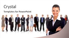 Presentation with team leader - Beautiful theme featuring her team young attractive business backdrop and a white colored foreground
