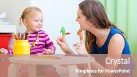  Presentation with finger - Cool new theme with her toddler girl play backdrop and a coral colored foreground