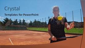  Presentation with tennis - Presentation theme consisting of her-training-the-tennis-player background and a light blue colored foreground