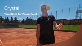  Presentation with tennis - PPT theme enhanced with her-training-the-tennis-player background and a teal colored foreground