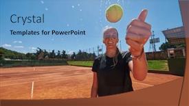  Presentation with tennis - PPT layouts having her-training-the-tennis-player background and a light blue colored foreground