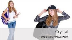  Presentation with reflection looking back to go forward - Slides with her twin family friends growing background and a light gray colored foreground